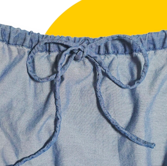 J.Crew Chambray Off Shoulder Ruffle Top XL 100% Cotton Summer Vibes - Picture 9 of 13